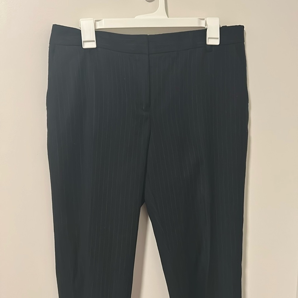 J Crew 100% Wool City Fit Navy Blue Striped Dress Pants Work Career Office Sz 10